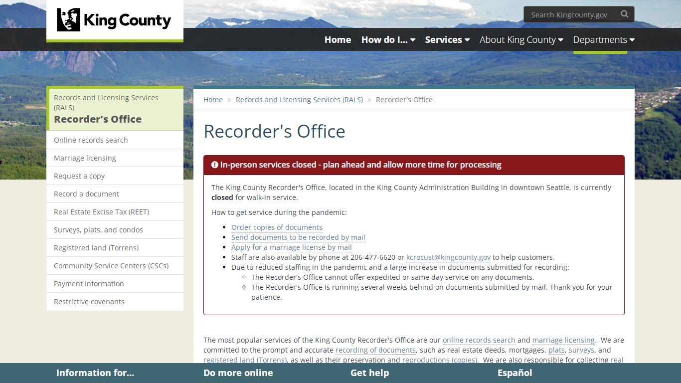 Recorder's Office - King County - King County, Washington